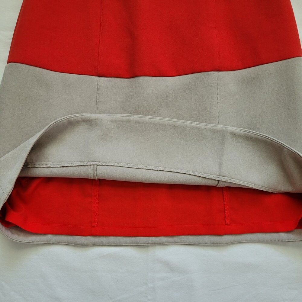 BCBGMAXAZRIA Red Colorblock Hannah Fit and Flare Dress Womens 4 Preppy Office - Picture 7 of 12